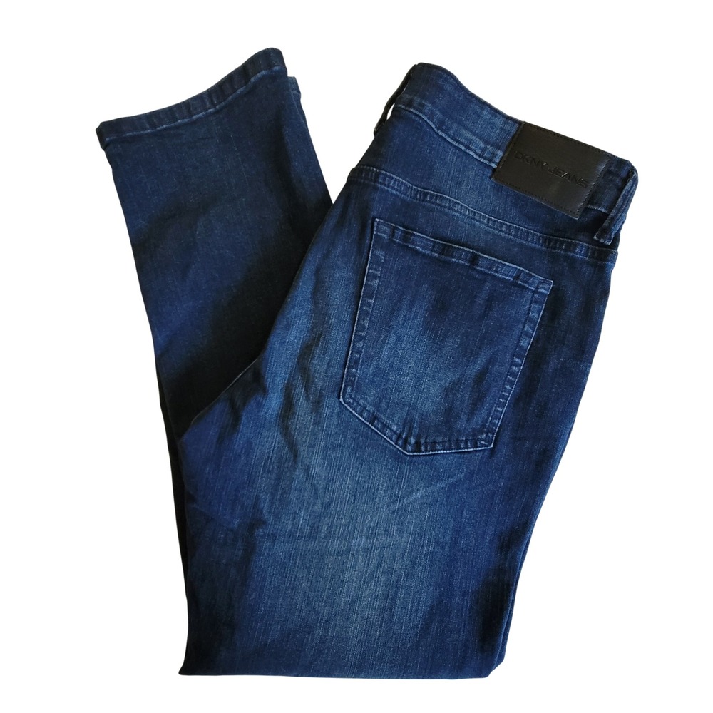DKNY Jeans Bedford Slim Mens 34x29 Dark Wash Blue Stretch Denim Straight Leg